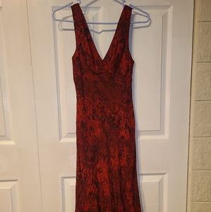 Red and black sleeveless dress